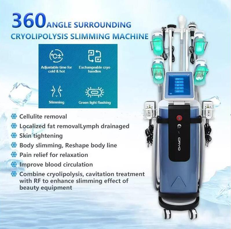 2022 5 handles cryo slimming Machine Lipo Massage Cryolipolyse Fat Freezing Slim Treatment Body Reshape Freeze 40k Cvitation Rf Lipolaser beauty equip