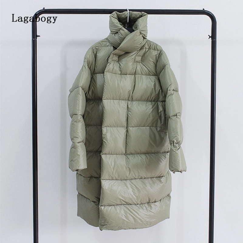 Women's Down Parkas Lagabogy Women Winter Ultra Light 90% White Duck Down Jacket Female Oversized Warm Long Puffer Coat High Street Parkas 220909