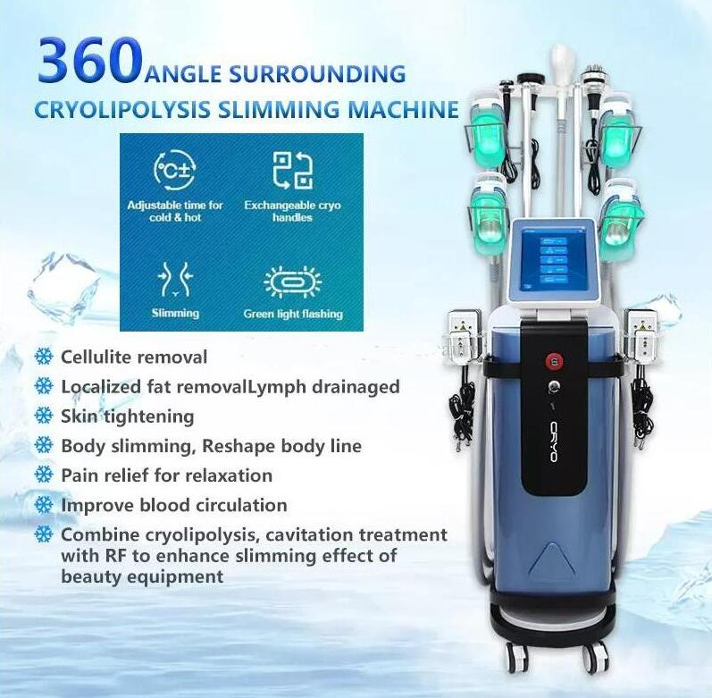 SAlon use 5 handles cryo slimming Machine Lipo Massage Cryolipolyse Fat Freezing Slim Treatment Body Reshape Freeze 40k Cvitation Rf Lipolaser beauty 