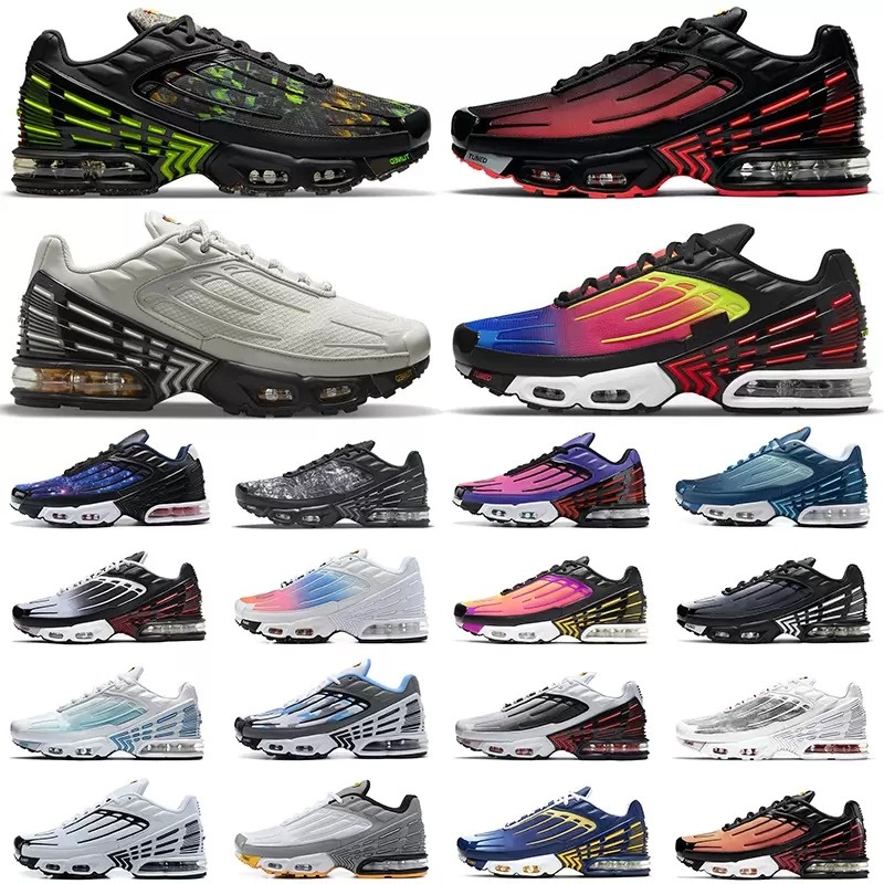 Designer 3 Femme Chaussures de course à la course iii gris blanc noir noir clair os vert aqua arc-en-ciel rouge TNS TNS TN3 hommes femmes sports