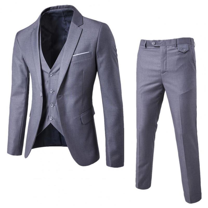 Men's Suits Blazers Four Seasons 1 Set Stylish Korean Style Jacket Zipper Fly Trousers Soft Blazer Pants Lapel for Wedding 220909