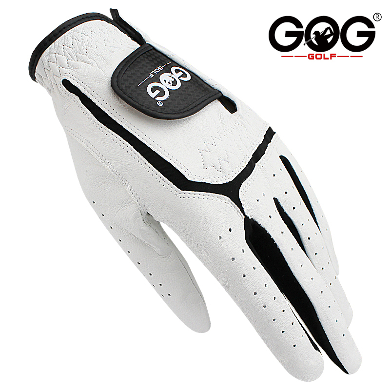 Five Fingers Gloves Sheepskin genuine leather Professional Golf Gloves For men white and black lycra Gloves Palm thickening Gift for golfer 220909