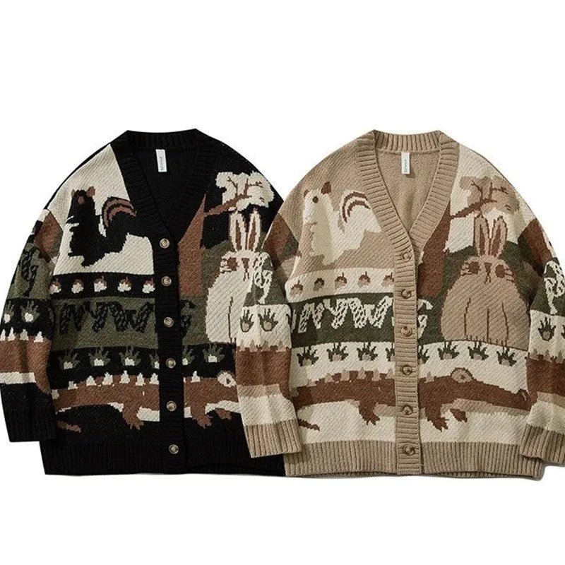 Mens Sweaters Vintage Cardigan Oversized Sweater Japanese Harajuku Knitted Sweater Pullover Hip Hop Streetwear Loose Knitwear Tops 220912