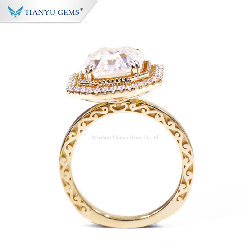 Wedding Rings Tianyu Gems Luxury Diamonds Rose Gold 14k/18k/PT950 Women 11x9mm Asscher OMC Cut DEF Moisssanite Vintage Engagement Ring 220912