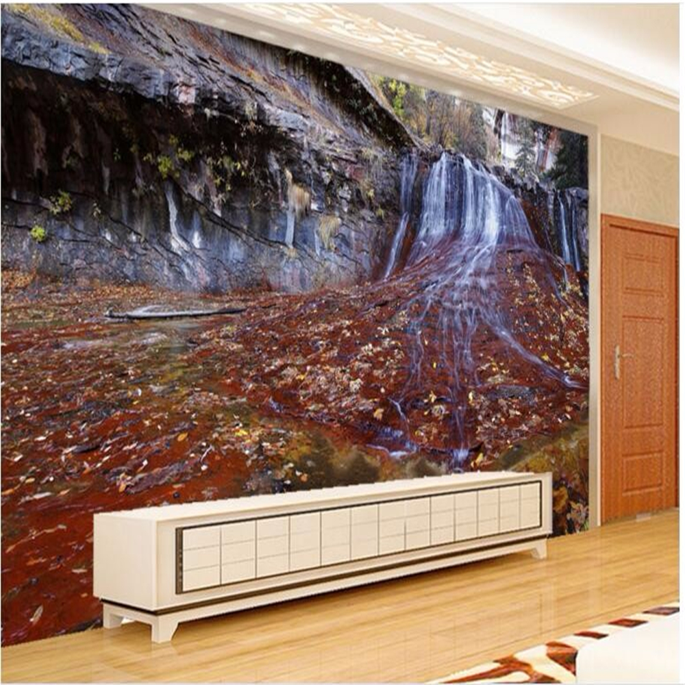Custom wallpapers high - definition woods waterfalls water production financial wall scenery background wall