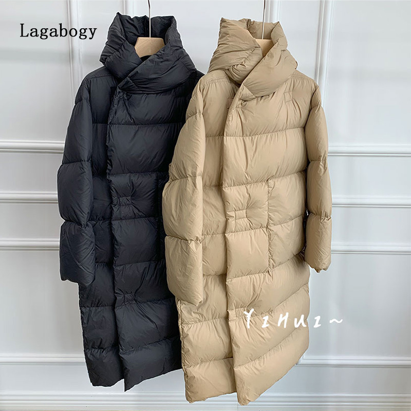 Women's Down Parkas Lagabogy Women Winter Ultra Light 90% White Duck Down Jacket Female Oversized Warm Long Puffer Coat High Street Parkas 220909