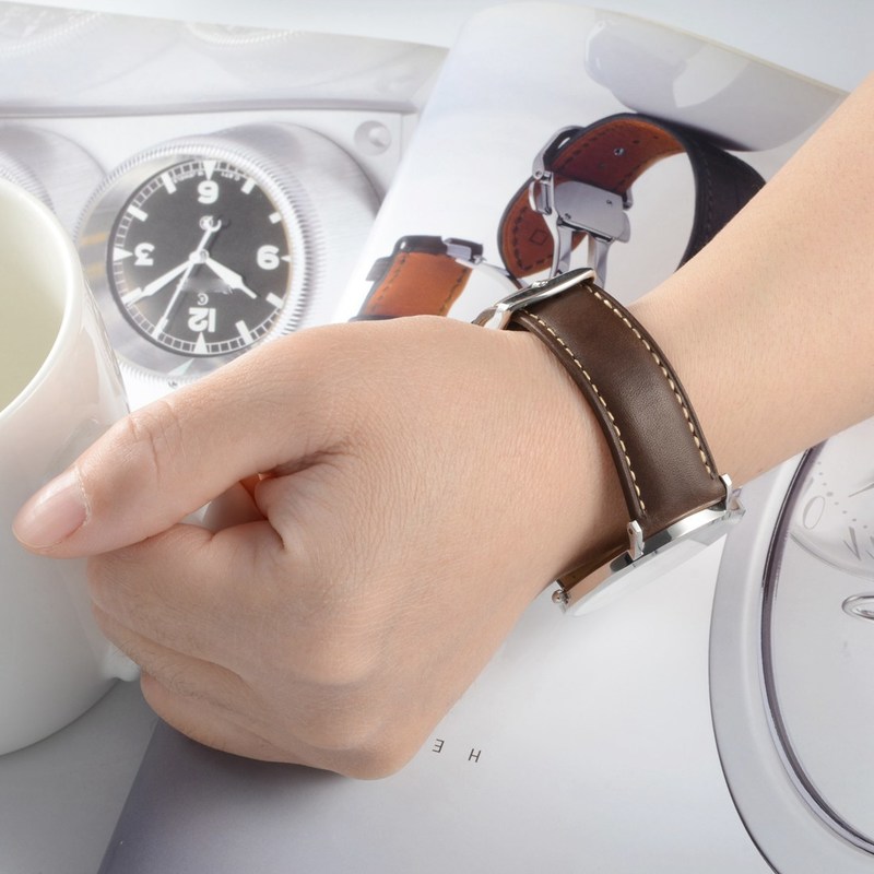 Watch Bands WOCCI Genuine Leather Strap 14mm 16mm 18mm 19mm 20mm 21mm 22mm 23mm 24mm Replacement for Men Women Wristwatch 220912