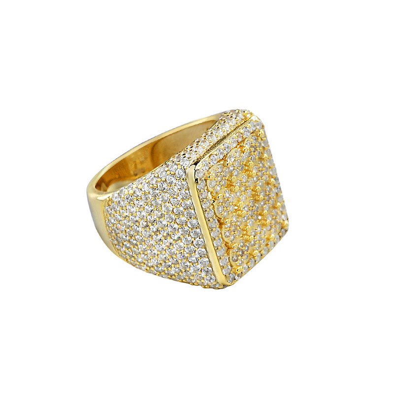 Wedding Rings JEWE S925 Sterling Silver Hip Hop Jewelry Square Iced Out White Gold Plated Platform Diamond Crystal CZ Bling Ring for Men 220912