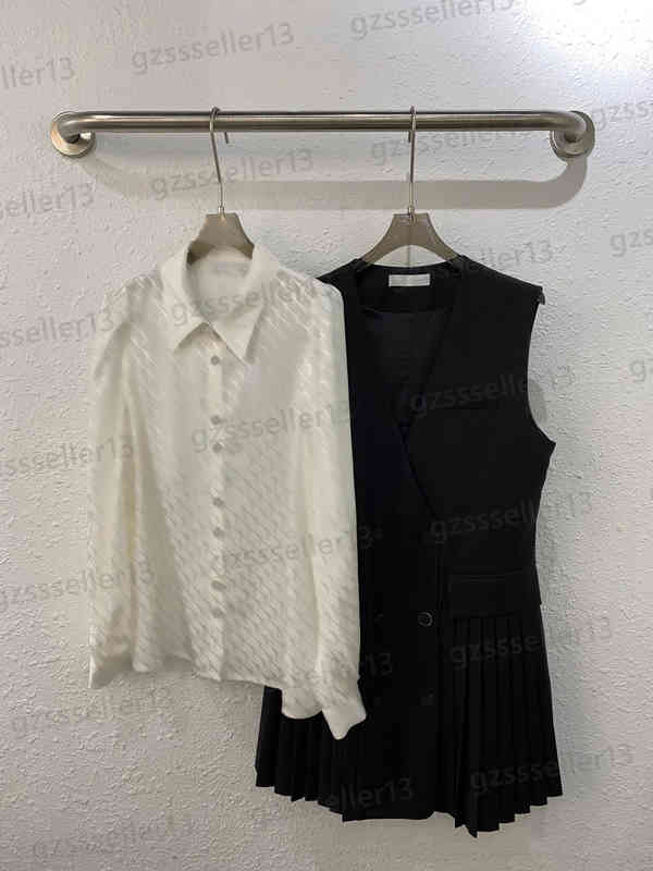 Designer Womens Dress Two Piece Set Jacquard Shirt And Vintage Pleated Tank Dress Fashion Brand Autumn Women Clothing 0912
Designer Womens Dress Two Piece Set Jacquard Shirt And Vintage Pleated Tank Dress Fashion Brand Autumn Women Clothing 0912
