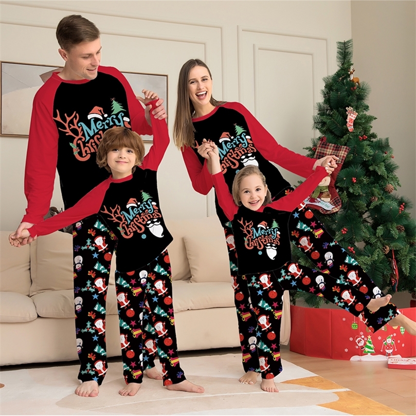Family Matching Outfits Christmas Matching Family Pajamas Set Outfit Father Mother Kids Tshirt Pants Mom and Daughter Sleepwear Pyjamas Clothes 220913