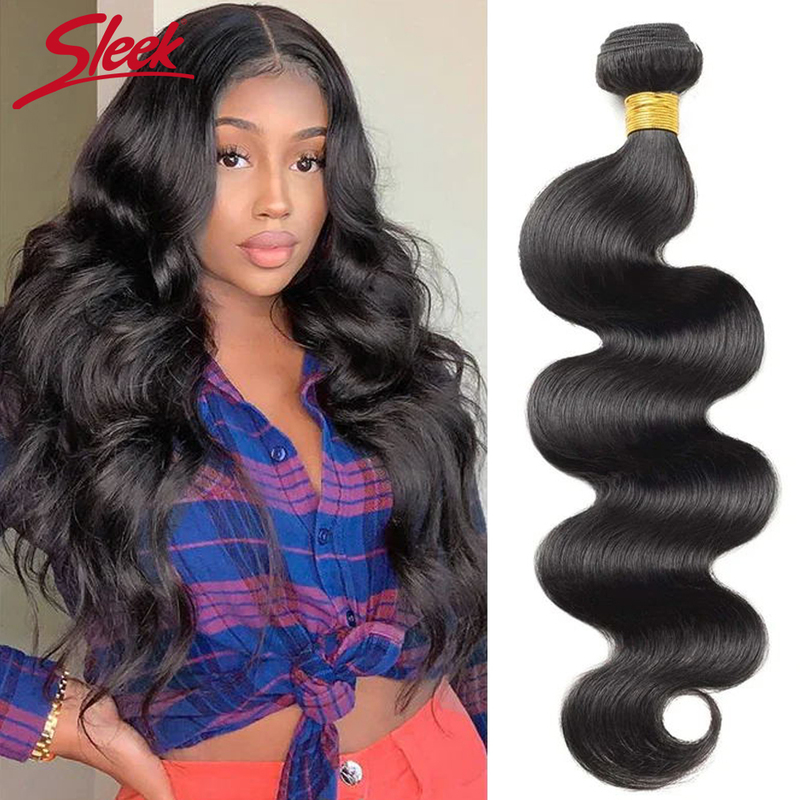 Hair Bulks Sleek Body Wave Bundles Peruvian Weave 1/3/4 PCS Human Natural 8 To 32 34 36 Inch Extensions 220913