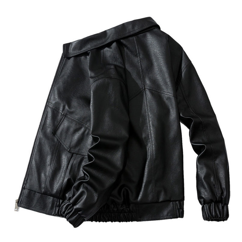 Men's Leather Faux Leather Faux Leather Bomber Jacket Men Solid Oversize Male Motorcycle Coat Biker Waterproof Moto Clothing Spring CWU-45P 22091