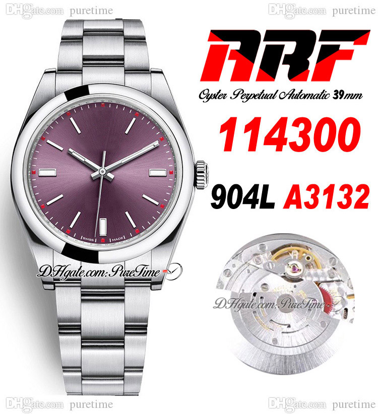 ARF 39mm 114300 SH3132 Automatic Mens Watch Polished Bezel Red Grape Dial Stick Markers 904L Steel OysterSteel Bracelet Super Edition Same Series Card Puretime C3
ARF 39mm 114300 SH3132 Automatic Mens Watch Polished Bezel Red Grape Dial Stick Markers 904L Steel OysterSteel Bracelet Super Edition Same Series Card Puretime C3