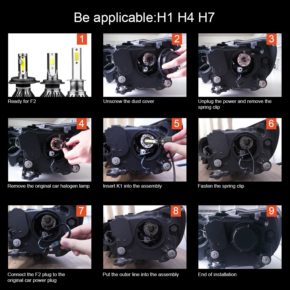 Pampsee Car Lights H4 LED H7 H8 H11 LED Lamp for Auto Headlight H1 H3 H13 9004 9007 9005 HB3 9006 HB4 Bulbs 12V 24V 6000K 8000K