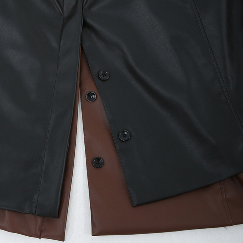 Men's Leather Faux Mauroicardi Spring oversized leather blazers long sleeve Black brown loose causal soft faux jacket for men style 220913