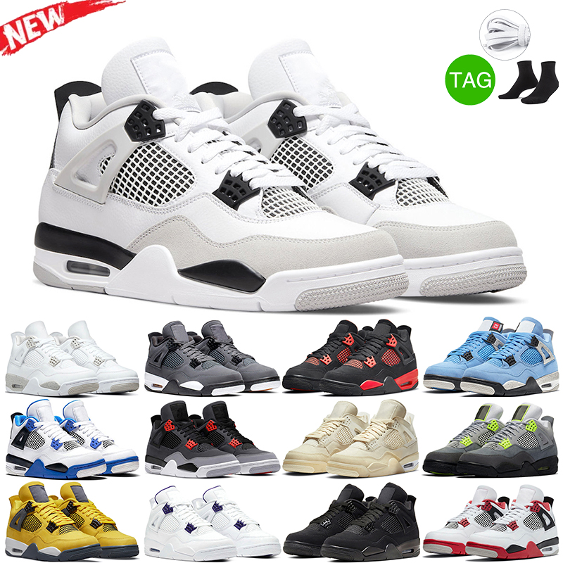 men women 4s retro basketball shoes military black cat white oreo metallic red thunder university blue lightning jumpman 4 trainers sneaker