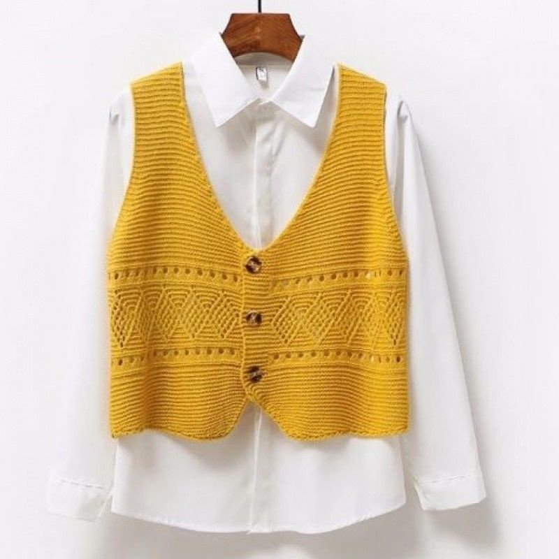 Women's Vests Korean Fashion V Neck Loose Sleeveless Sweater Vest Women Knitted Hollow Out Single Breasted Short Cardigan Female Kniwear 220913