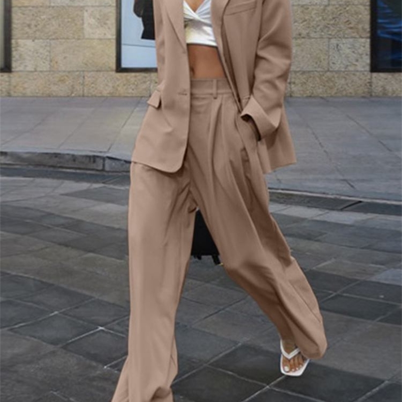 Women's Two Piece Pants Women Casual Elegant Office Matching Sets Stylish Solid Pant Sets ZANZEA Vintage 2PCS Thin Blazer Slim Trouser Work Suits