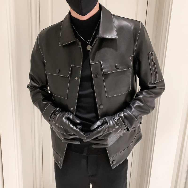 Men's Leather Faux Autumn and Winter Jackets PU Fashion Locomotive Slim High-quality Casual S-4XL 220913