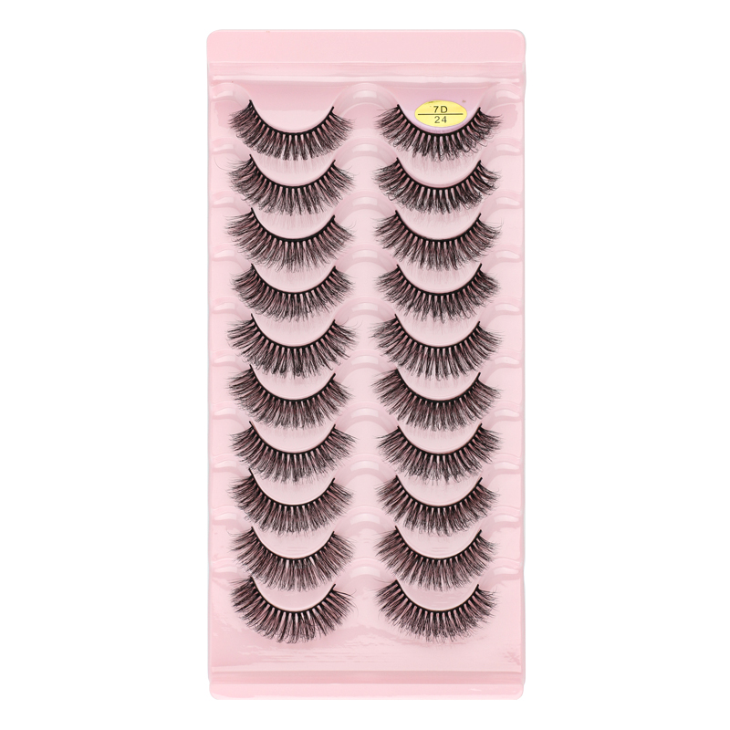 10 Pairs Russian Strip Eyelashes Extensions Supply Fluffy Volume False Eye Lashes 7D DD Curl Dramatic Messy