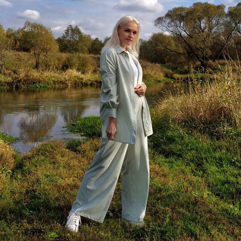 Women's Two Piece Pants Casual Long Sleeve Tshirt and Pants Two Piece Set Women Autumn Winter Femme Elegant Solid Full Length Pant Coat Suit Sets