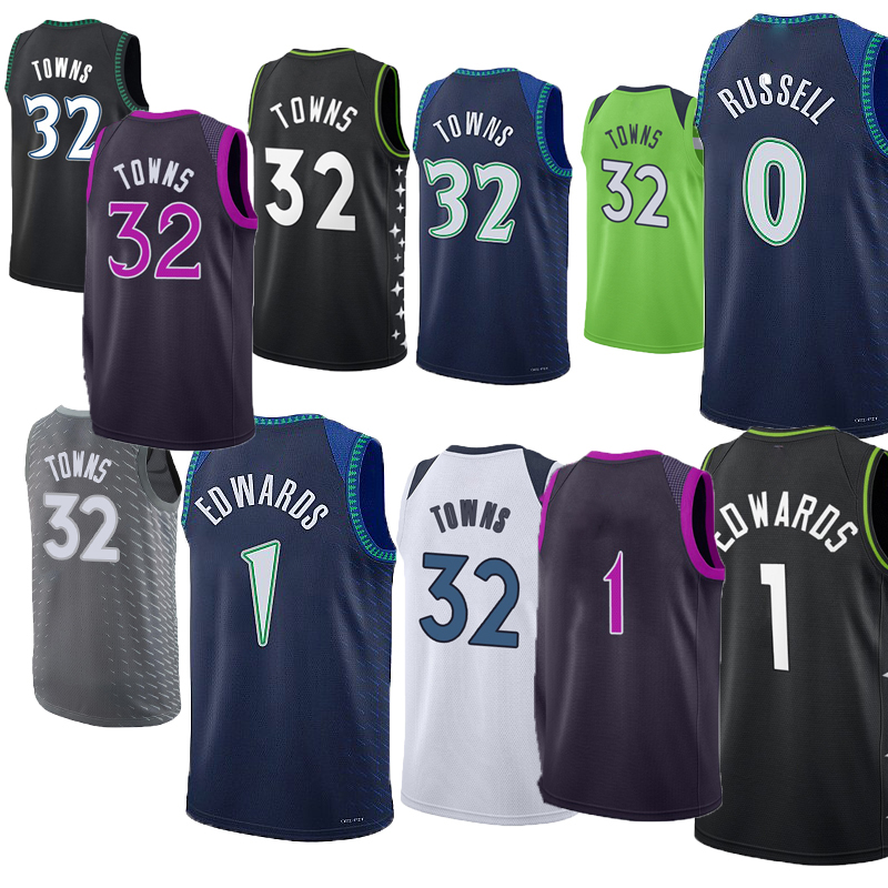Men Basketball Karl Anthony Towns Jersey Jaden McDaniels Edwards Rudy Gobert Naz Reid Wendell Moore Jr. Kyle Anderson Mike Conley McLaughlin Luka Garza Jerseys