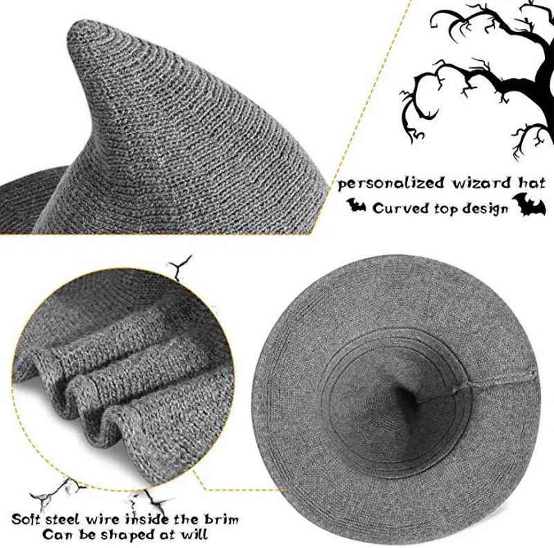 Halloween bucket hat Sheep Wool Christmas Halloween Foldable Costume Ball Sun Cap Witch Pointed Fisherman Knit hats