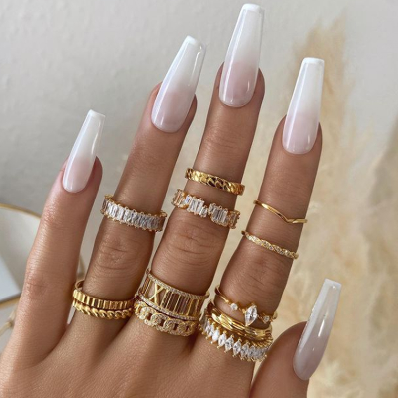 Gold Color Crystal Ring Zirconia Engagement Wedding Band Rings for Women