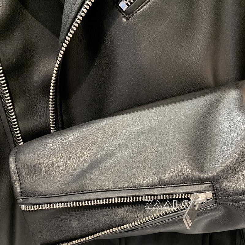 Men's Leather Faux Leather ZAAHO Spring Autumn Men Black Faux Leather Jacket Fashion Zipper Biker Coat Casual Solid Outwear Man 220913