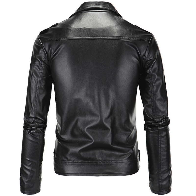 Men's Leather Faux Spring Fashion Motorcycle Jacket Slim Fit Oblique Zipper PU Autumn s Coats Black White 220913