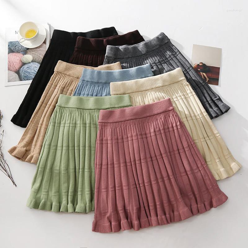 Skirts Autumn Winter Mini Knit Skirt Women Pleated Ruffles 8 Color Basic Knitting Preppy Tutu Female Faldas Mujer, Beige 
Skirts Autumn Winter Mini Knit Skirt Women Pleated Ruffles 8 Color Basic Knitting Preppy Tutu Female Faldas Mujer, Beige