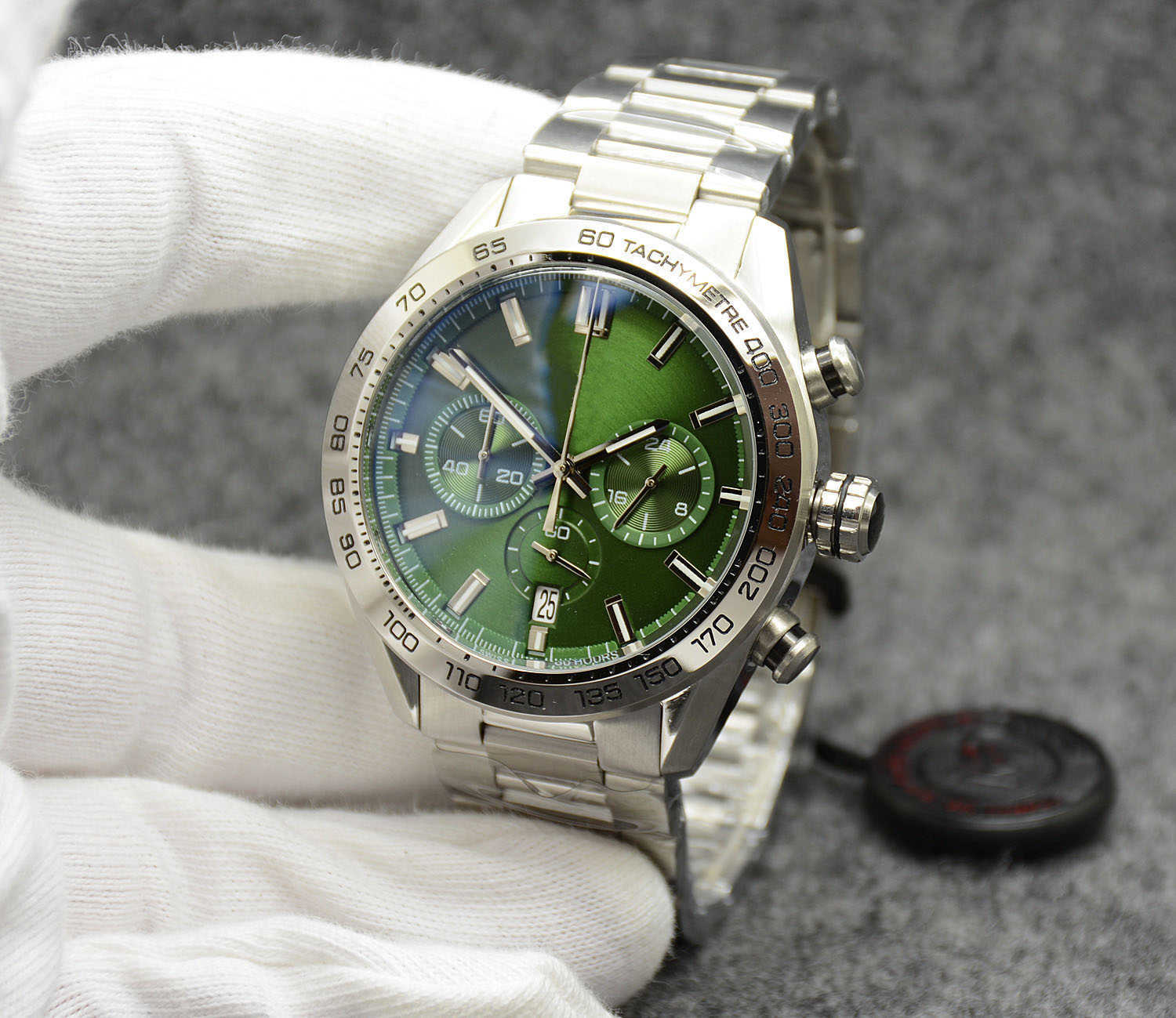 High Grade Watch 44MM Quartz VK Chronograph Battery Power Mens Watches Bracelet 5N Green Dial Stainless Steel Strap Floding Clasp Silver
High Grade Watch 44MM Quartz VK Chronograph Battery Power Mens Watches Bracelet 5N Green Dial Stainless Steel Strap Floding Clasp Silver