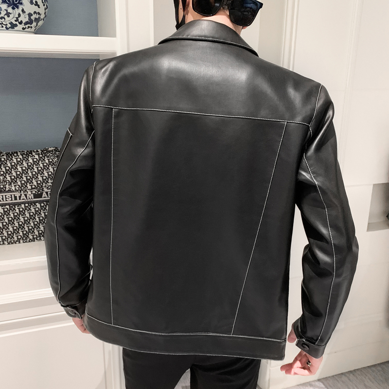 Men's Leather Faux Autumn and Winter Jackets PU Fashion Locomotive Slim High-quality Casual S-4XL 220913