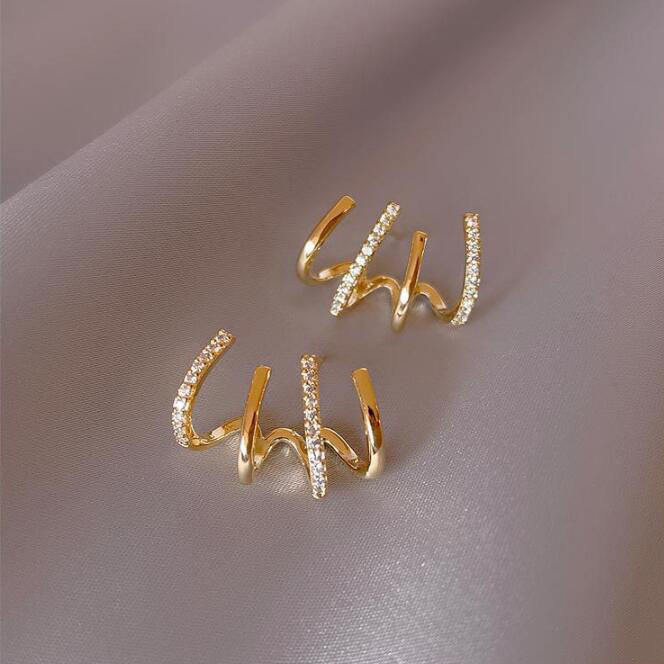 Elegant 4 Claw Austrian Crystal Stud Earrings for Women European Popular 18K Real Gold Silver Plated Diamond Earring Luxury Earrings Gift Wedding Acce