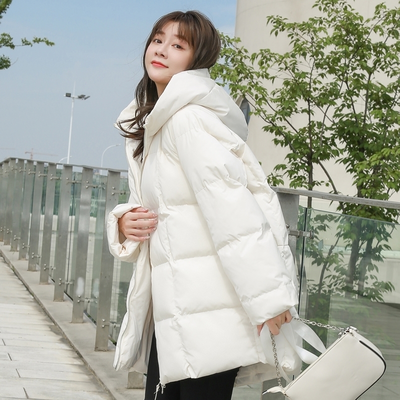 Women's Down Parkas Winter Style Puffer Jackets Women White Zipper Long Jacket Woman Korean Loose Hooded Bubble Coats Female 220913