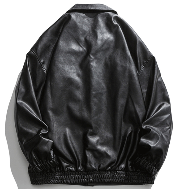 Men's Leather Faux Autumn Solid Color PU Jacket Men High Street Baseball Coat Black Motorcycle Outwear Streetwear 220913