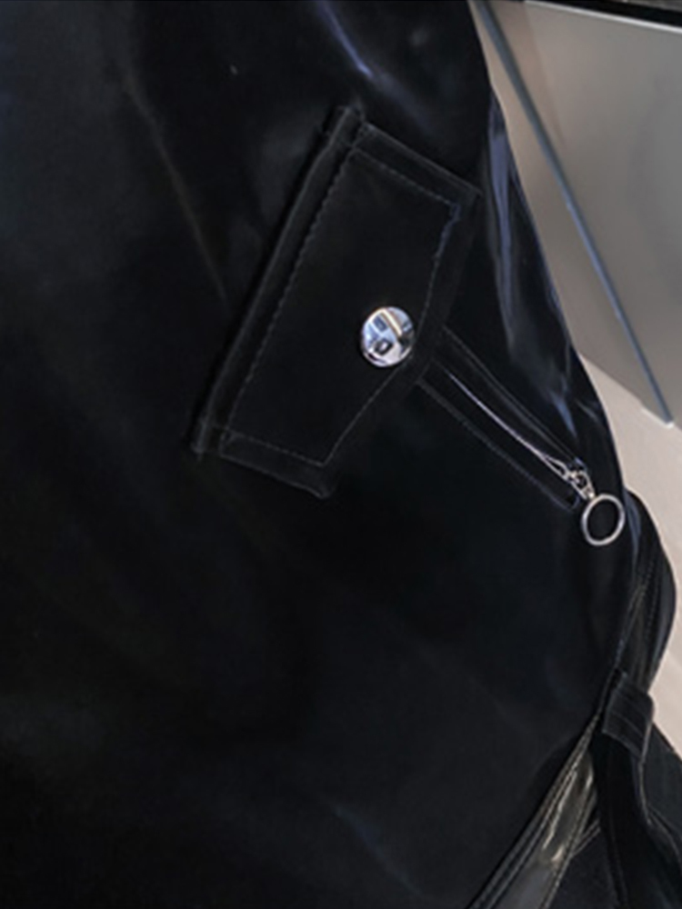 Men's Leather Faux Leather Mauroicardi Spring Autumn Cool Black Shiny Reflective Patent Pu Leather Biker Jacket Men Belt Zipper Plus Size Europea