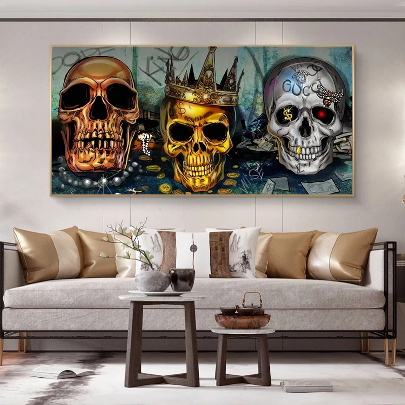 Abstract Three Skulls with Crowns Posters and Prints Canvas Paintings Wall Art Pictures for Living Room Home Decor Cuadros No Frame
Abstract Three Skulls with Crowns Posters and Prints Canvas Paintings Wall Art Pictures for Living Room Home Decor Cuadros No Frame