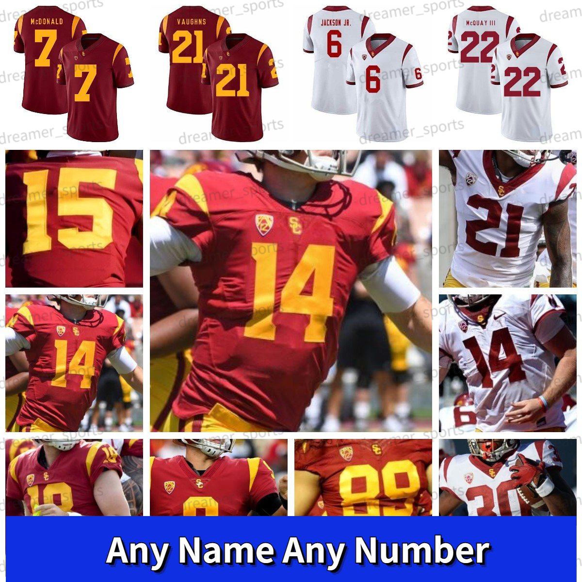 Custom USC Trojans Football Jersey 43 Troy Polamalu 5 Reggie Bush O.J Simpson Robert Woods Marcus Allen College Jerseys Men Women Kids, White jersey;no name
Custom USC Trojans Football Jersey 43 Troy Polamalu 5 Reggie Bush O.J Simpson Robert Woods Marcus Allen College Jerseys Men Women Kids, White jersey;no name
