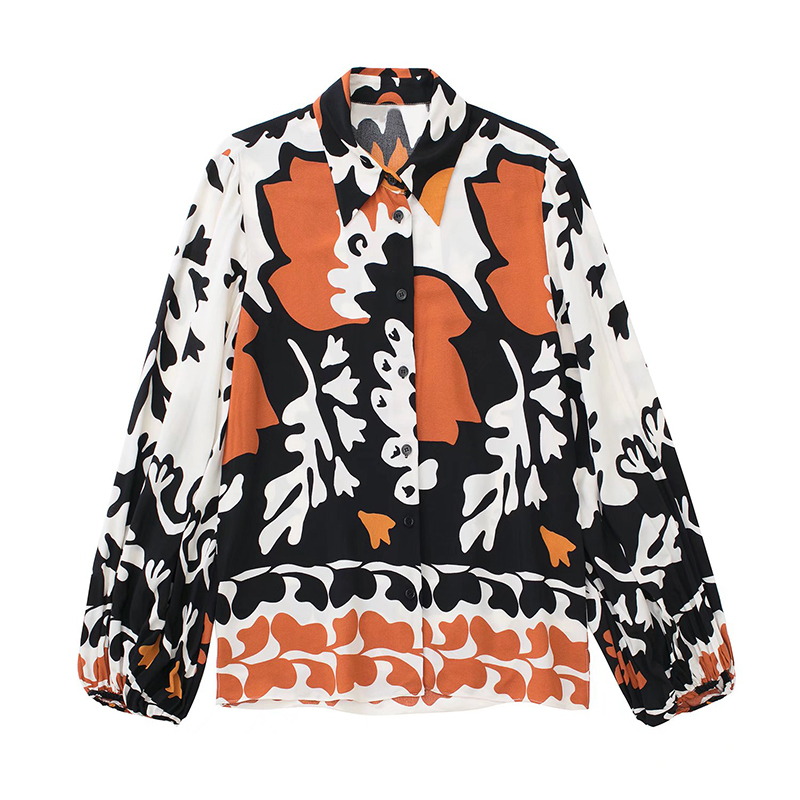 Women's Two Piece Pants Spring Women Vintage Long Sleeve Single-breasted Print Lapel Shirt Loose Mid Waist Pleated Trousers Two Piece Suit LY9756