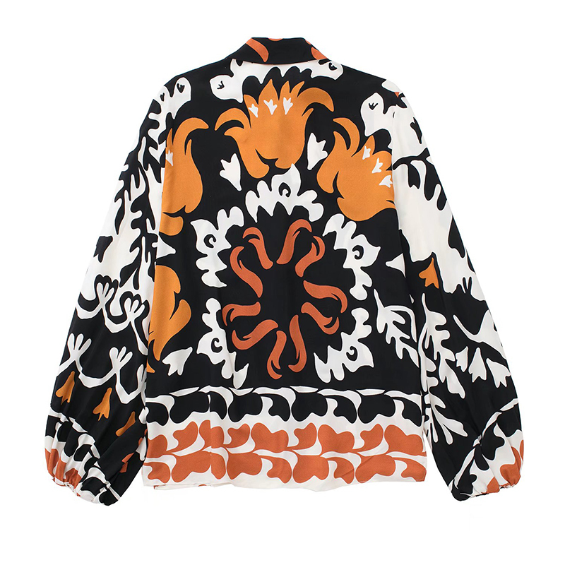 Women's Two Piece Pants Spring Women Vintage Long Sleeve Single-breasted Print Lapel Shirt Loose Mid Waist Pleated Trousers Two Piece Suit LY9756