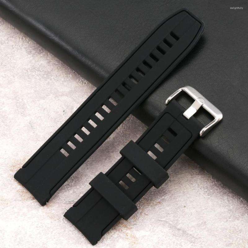 Watch Bands 20mm Black Silicone Band High Quality Men's Silica Gel Strap Classic Women Watches Straps 17 Holes Adjustable Length