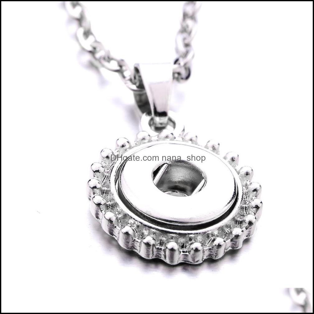 Pendant Necklaces Noosa 12Mm Snap Button Necklace Sier Color Stainless Steel Chain Necklaces For Women Ginger Snaps Butt Dhseller2010 Dh4Qe