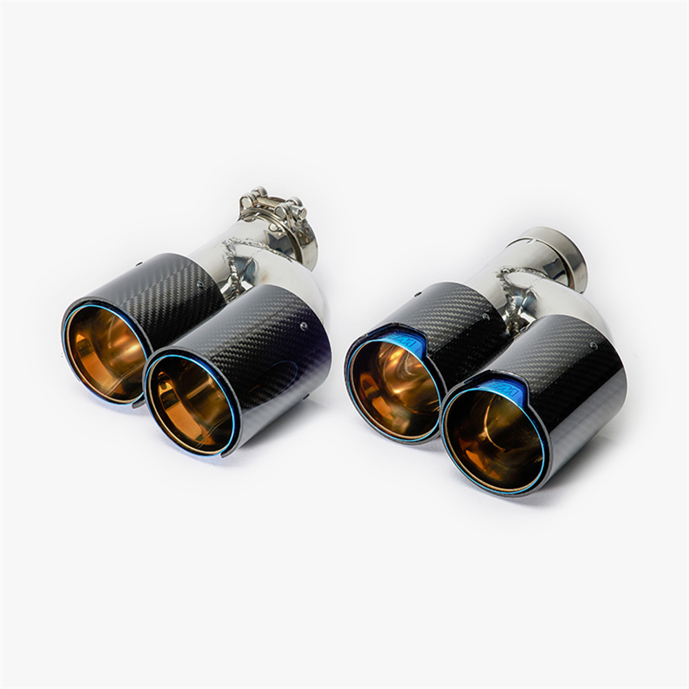 1Pair H Style Dual Carbon Fiber Muffler Tip 304 Stainless Steel Universal M Performance Exhaust Tips End Pipes