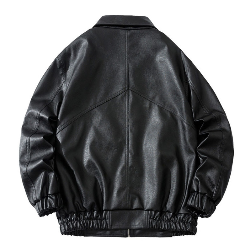 Men's Leather Faux Leather Faux Leather Bomber Jacket Men Solid Oversize Male Motorcycle Coat Biker Waterproof Moto Clothing Spring CWU-45P 22091