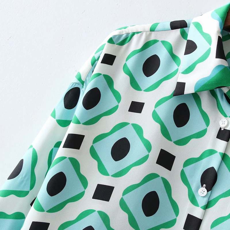 Women's Two Piece Pants xikom Summer Women Vintage Two-Piece Set Bohemia Print Loose Lapel Shirt Elastic High Waist Casual Trousers Pants Set 220