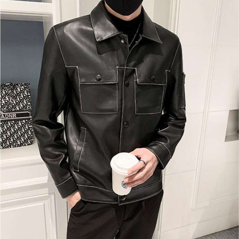 Men's Leather Faux Autumn and Winter Jackets PU Fashion Locomotive Slim High-quality Casual S-4XL 220913