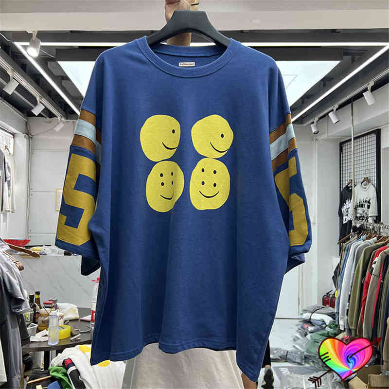 Men's T-Shirts Kaus Pria Kapital Biru 2022 Kaus Ukuran Besar Wanita Pria Atasan Patchwork Bahu Longgar Panjang Lengan Pendek T220909