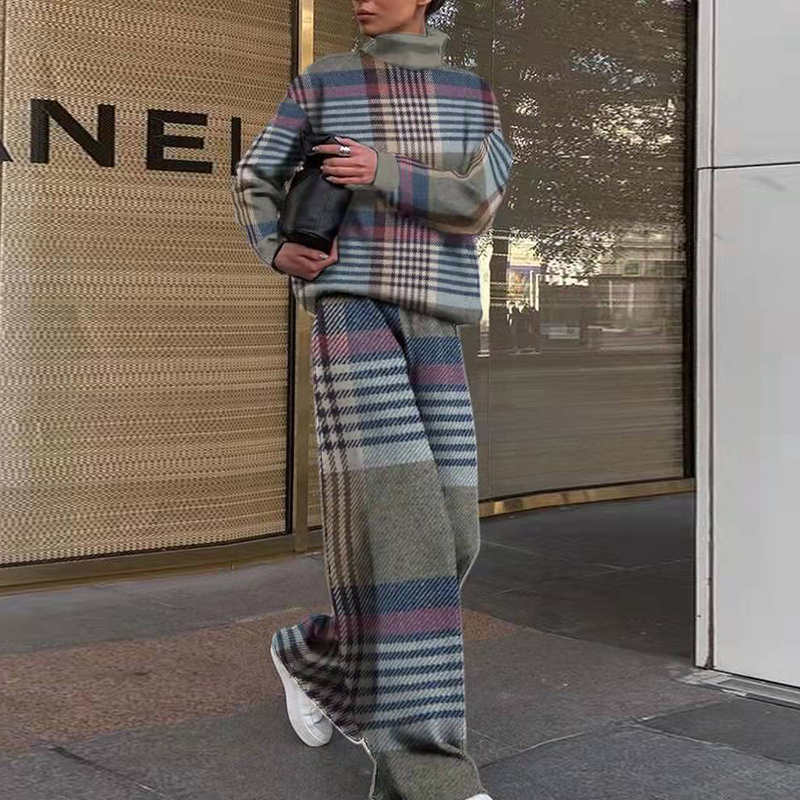 Women's Two Piece Pants Women Casual Long Pants Print Outfits Long Sleeve Tops Loose Elastic Waist Pants Set Female Spring Autumn Trousers Matchi