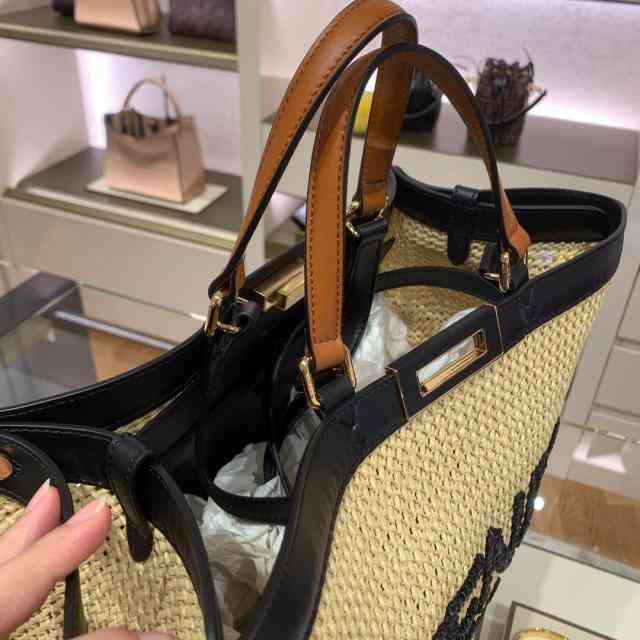 Fendace Fend Bag spring and summer show straw letter shoulder bag womens bag handbag